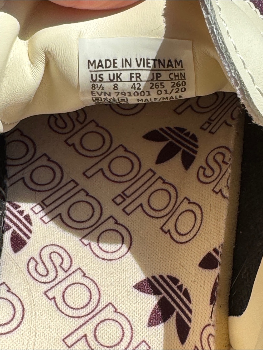 adidas Womenβs Sneakers - Cream with Burgundy Accents